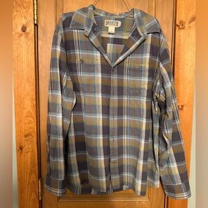 Duluth Trading Co Men's Casual Plaid Shirt - Blue and Tan